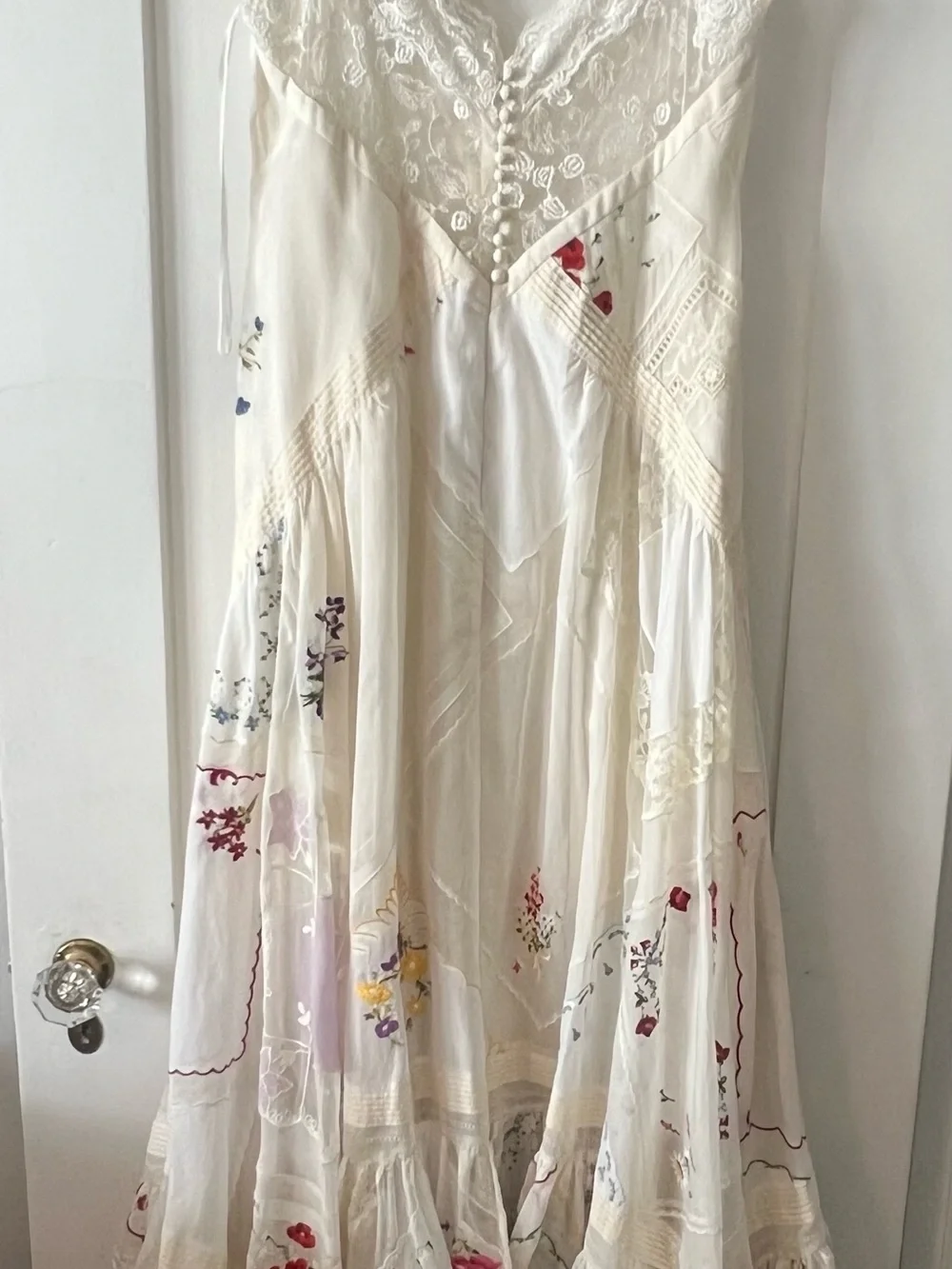 Tory Burch Cream Maxi Dress with Multicolor Floral Embroidery - worn once!!!